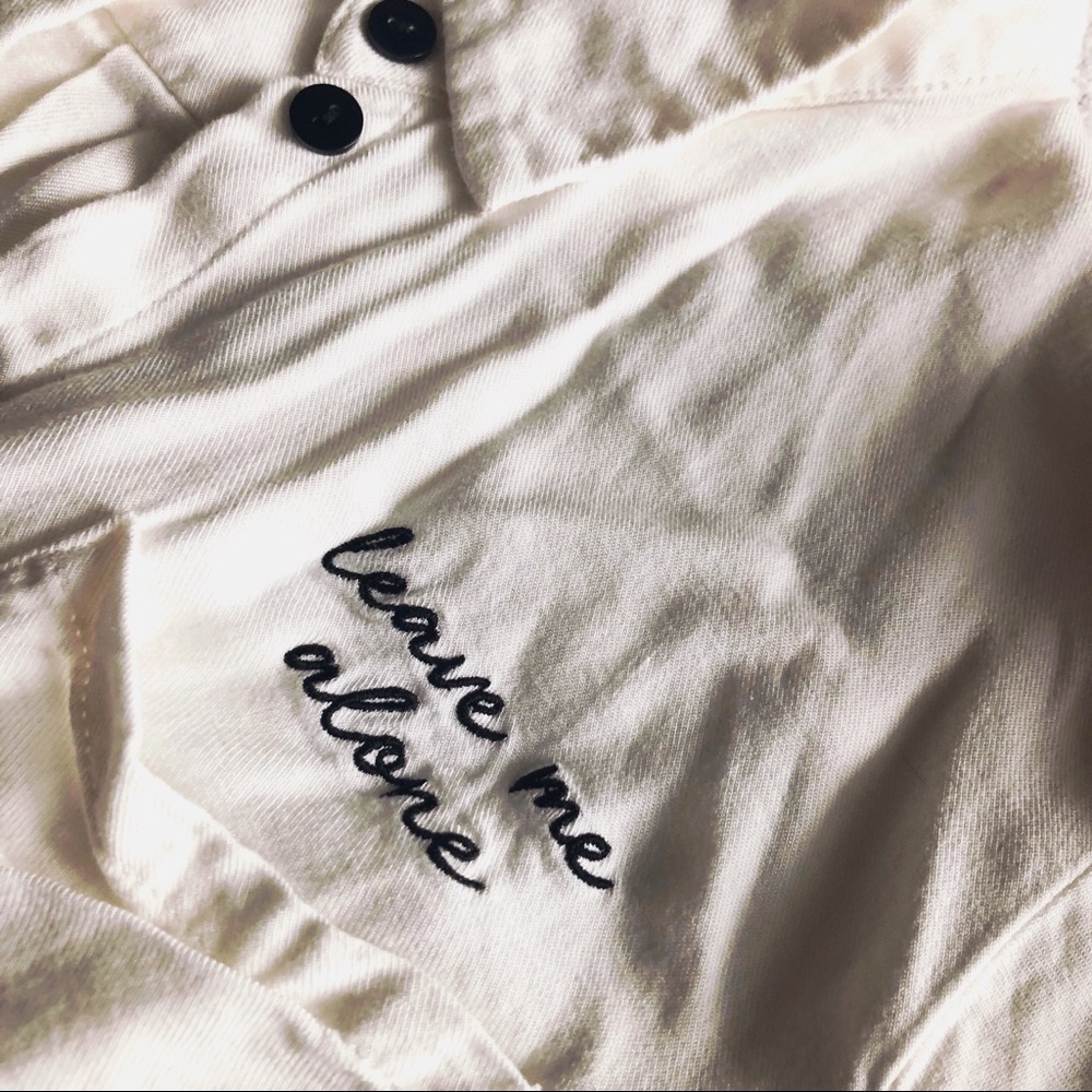“Leave Me Alone” White Button-Up Shirt